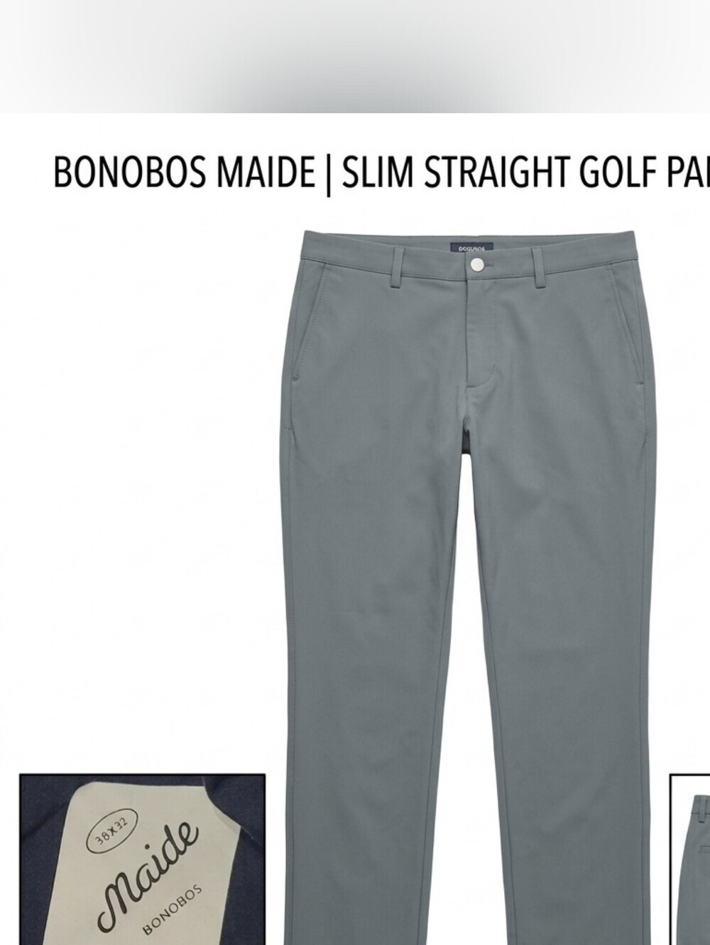 Bonobos Maide Golf Pants Men’s 38x32 Slim Straight Grey Lightweight EUC